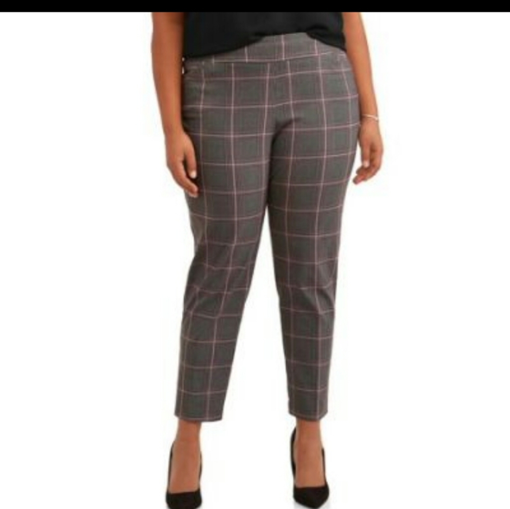 Terra & Sky Plus Size  Plaid Stretch Pant - Picture 3 of 7